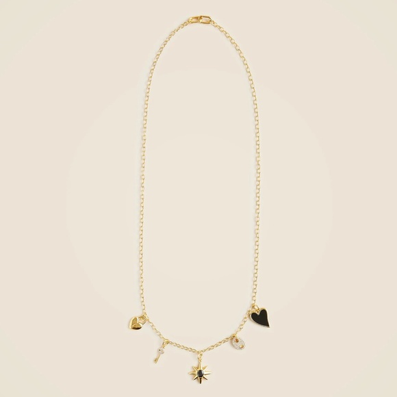 New JCREW Mixed-Charm Necklace in Shiny Matte Gold $69 CF033 - Picture 1 of 2